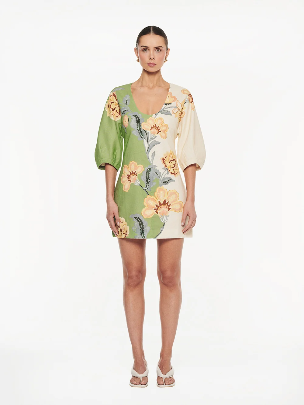 Lotte Mini Dress | Green/Cream