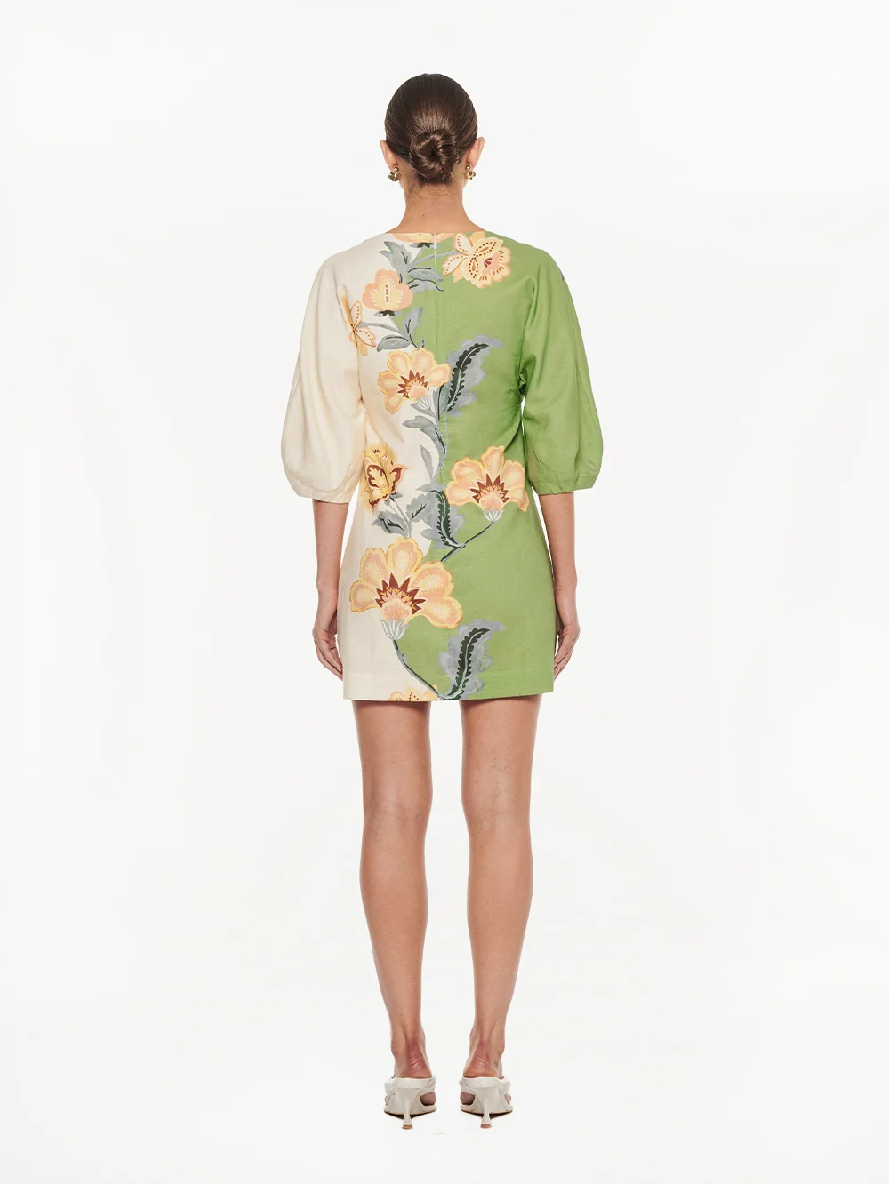 Lotte Mini Dress | Green/Cream - Image 4