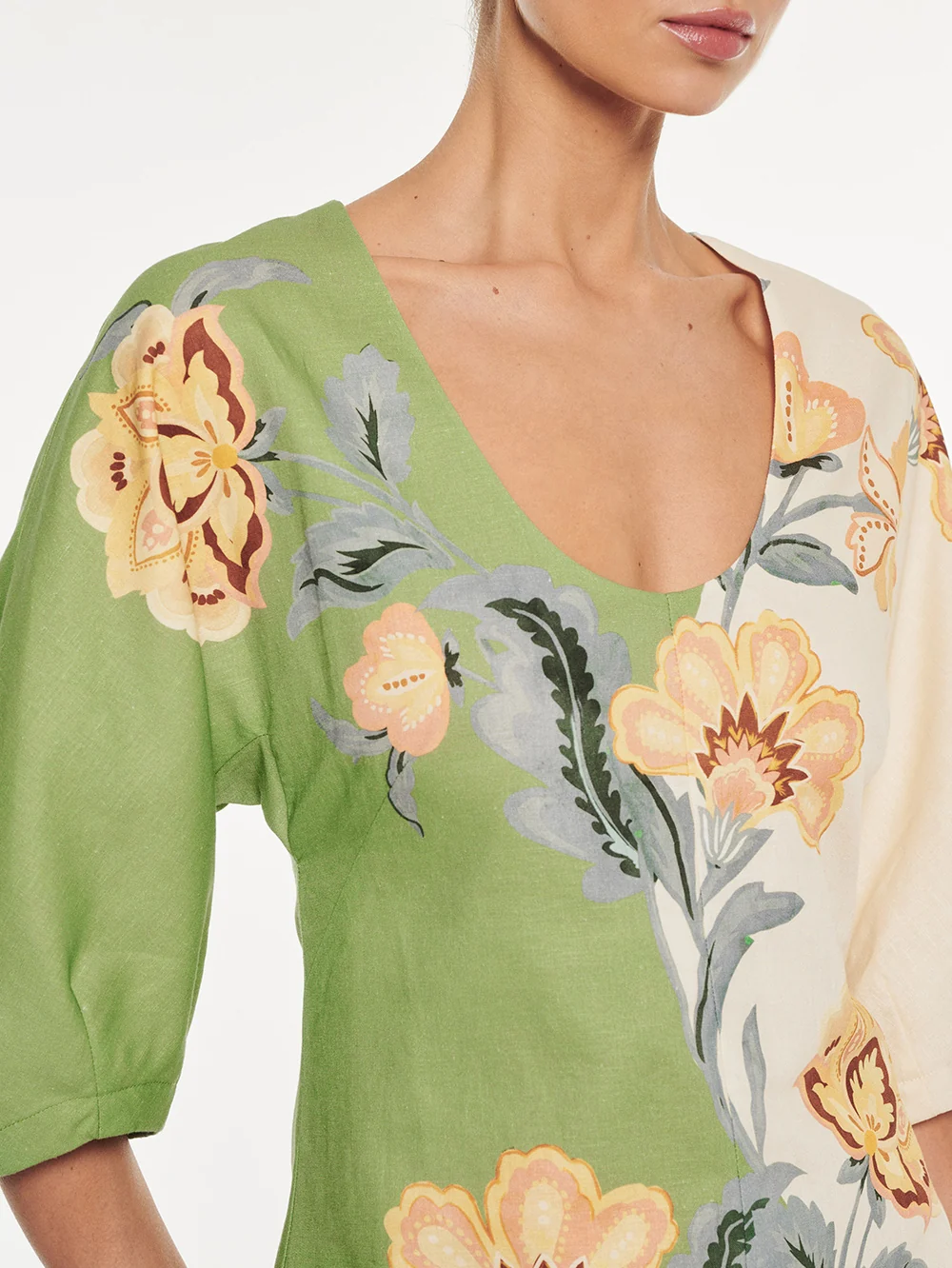 Lotte Mini Dress | Green/Cream - Image 5