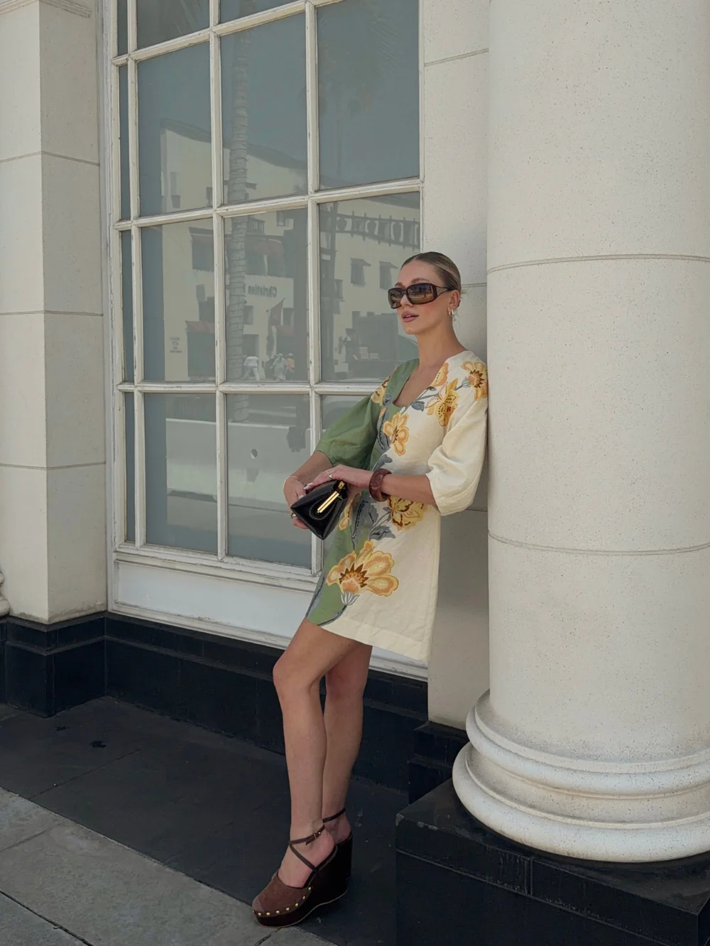 Lotte Mini Dress | Green/Cream - Image 8
