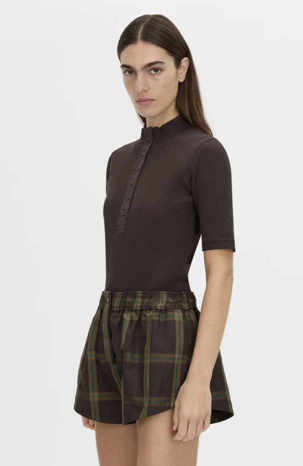 Aubrey Elbow Sleeve Rib Top | Hickory - Image 2