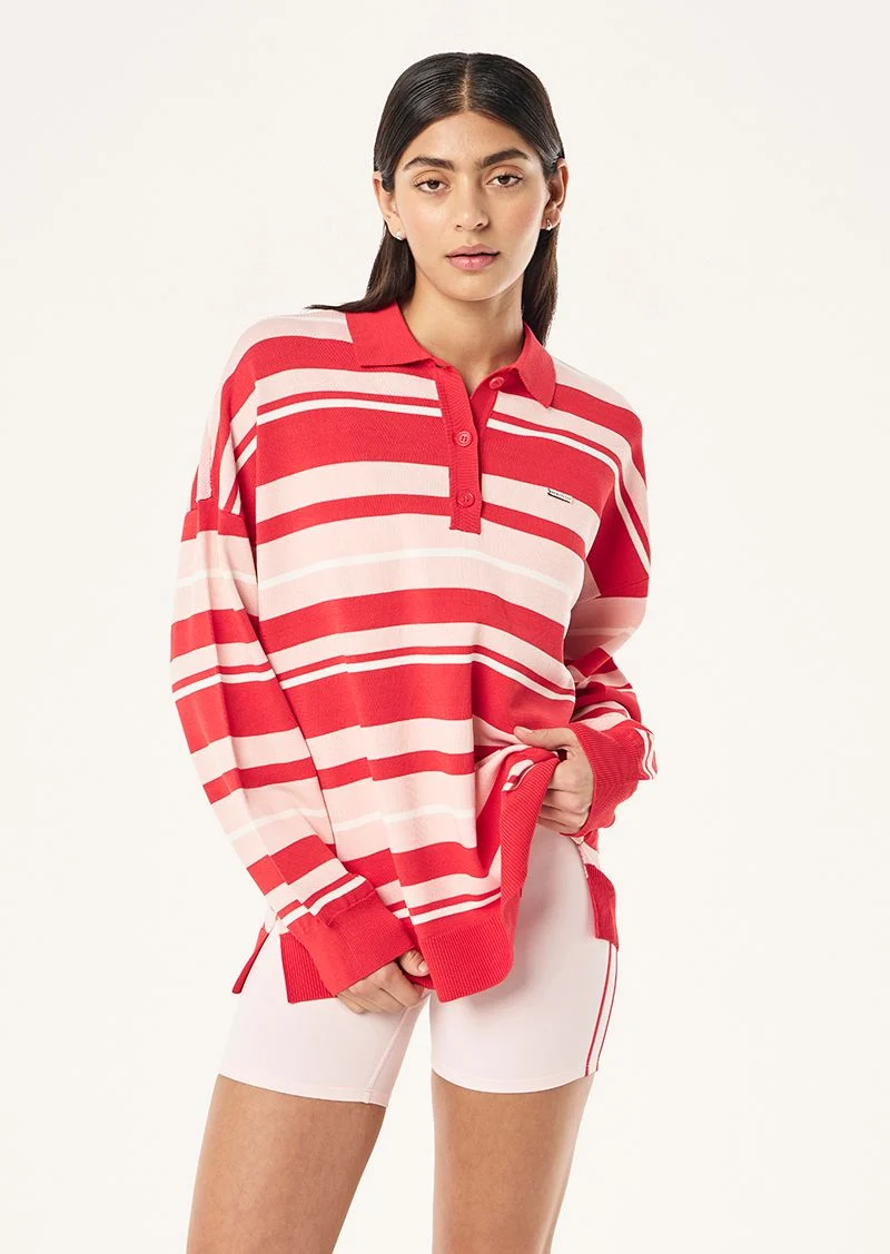 Strata Rugby Knit | Strawberry Stripe
