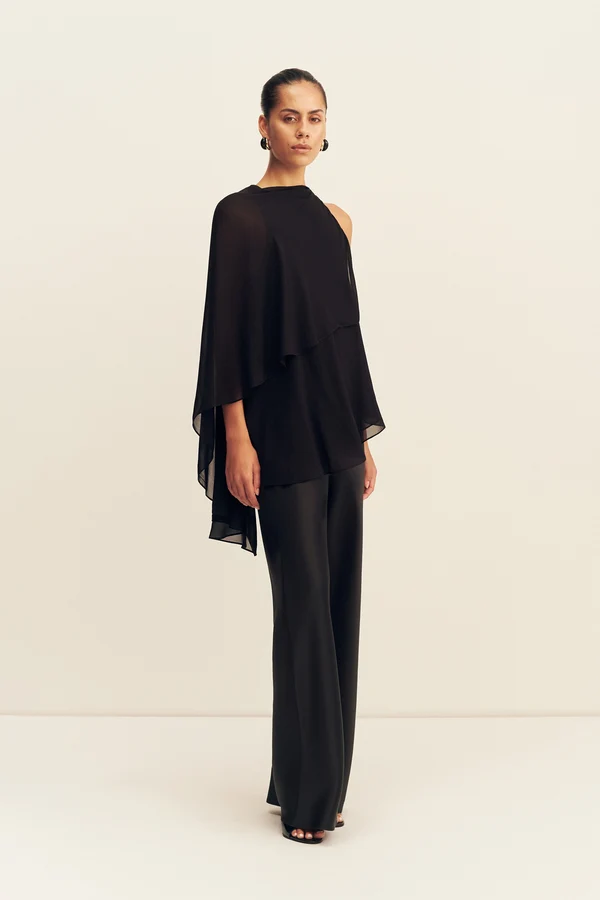 Amina Asymmetrical Tiered Top | Black - Image 2