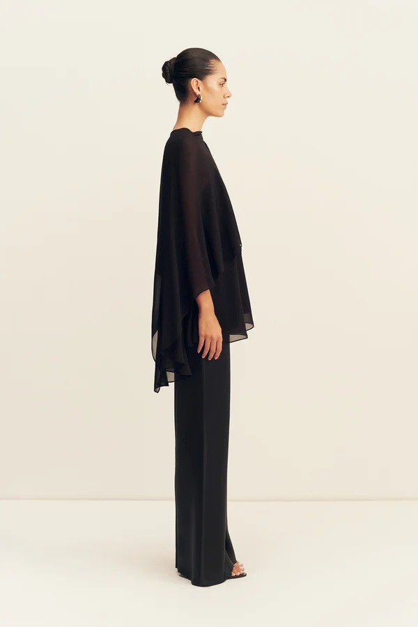 Amina Asymmetrical Tiered Top | Black - Image 3