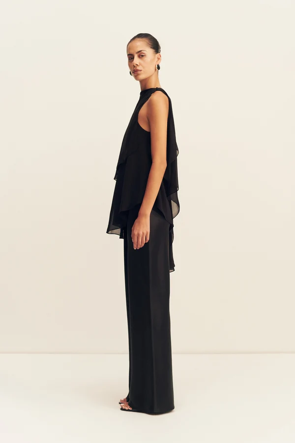 Amina Asymmetrical Tiered Top | Black - Image 4