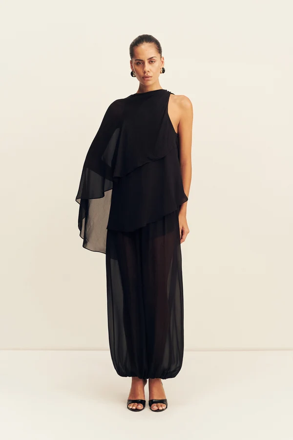 Amina Asymmetrical Tiered Top | Black - Image 6