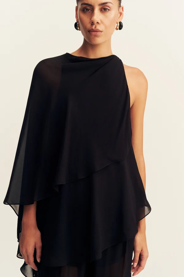 Amina Asymmetrical Tiered Top | Black - Image 7