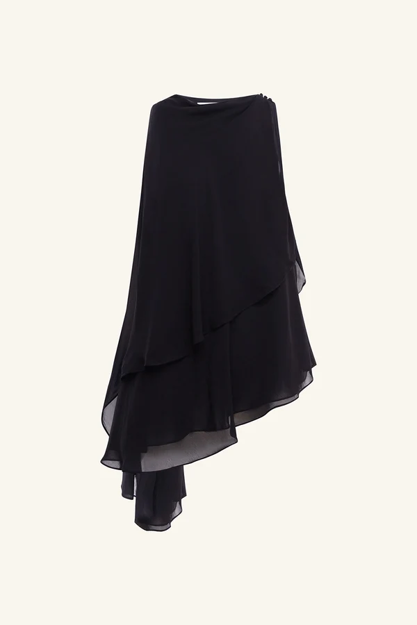 Amina Asymmetrical Tiered Top | Black - Image 9