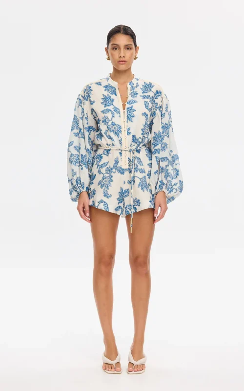 Bluebell Playsuit | Blue Ecru
