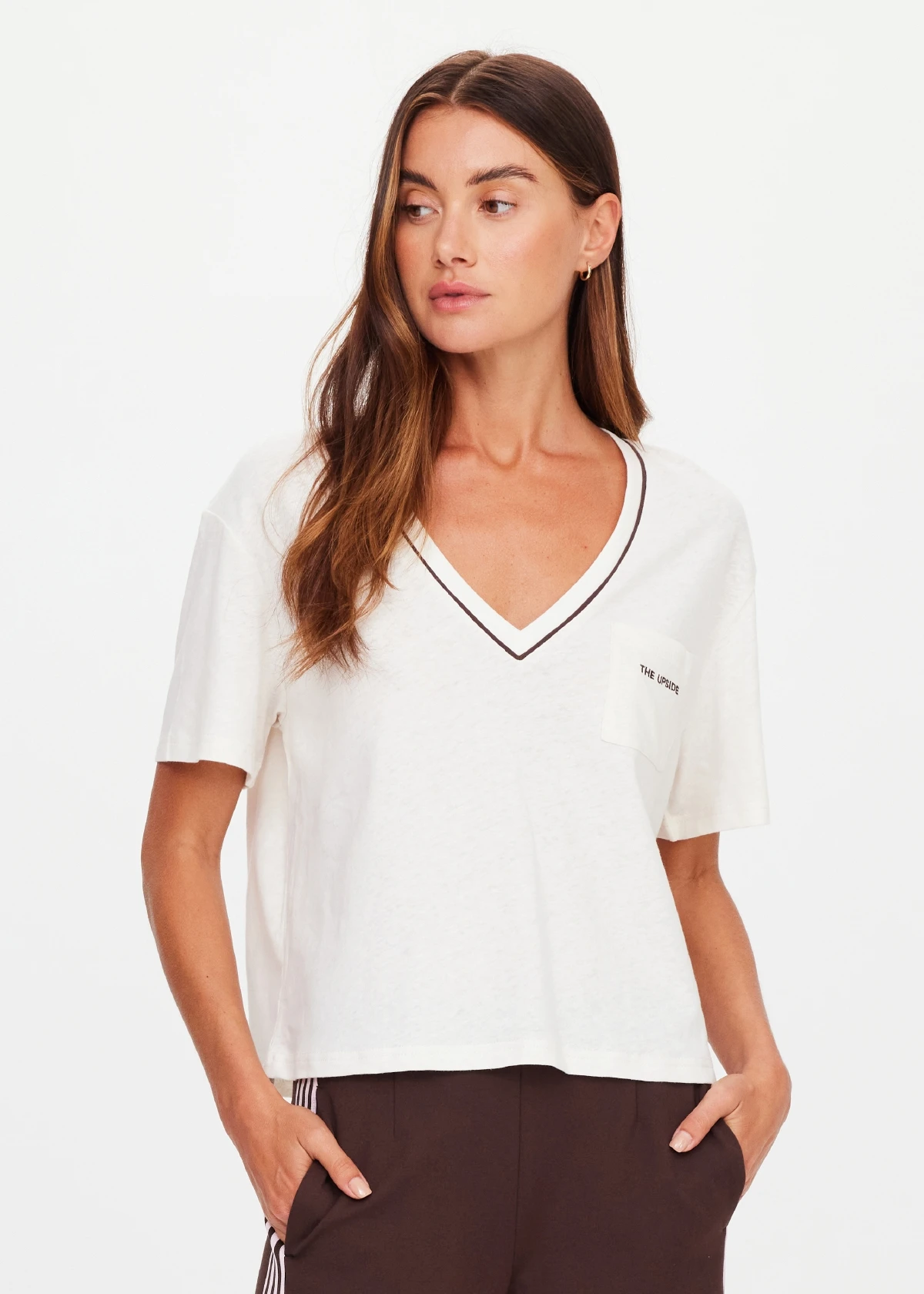 Elina V Neck Tee | Coconut - Image 2