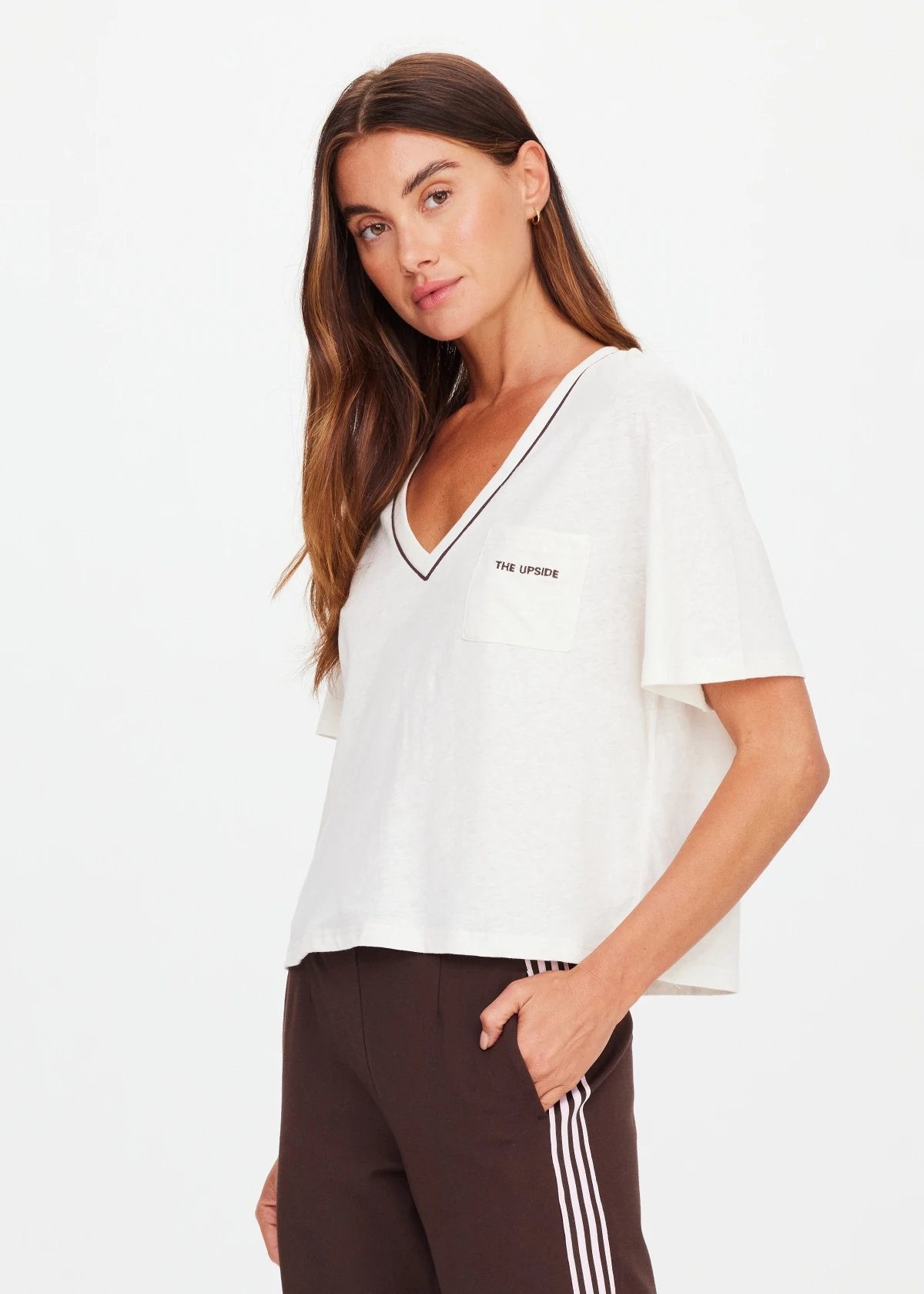 Elina V Neck Tee | Coconut - Image 4