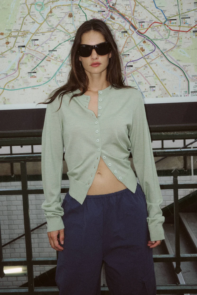 Maeve Merino Spring Cardigan | Sage