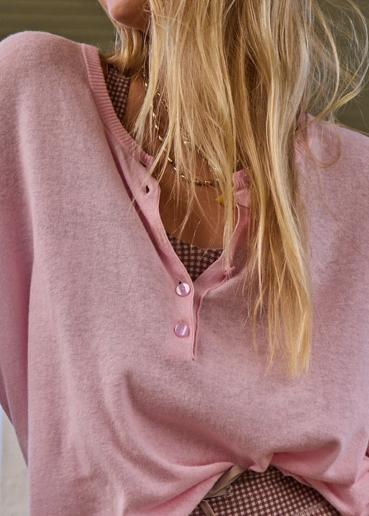 Rylee Knit Button Top | Rosewater - Image 3