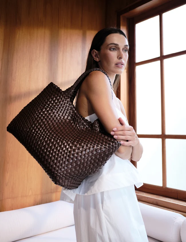 Woven Tote Bag | Brown - Image 2