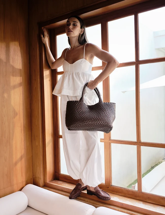 Woven Tote Bag | Brown - Image 3