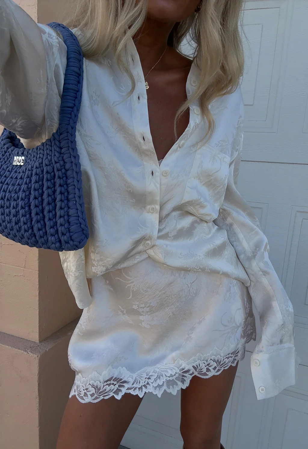 Dubois Bias Mini Skirt | Pearl - Image 2