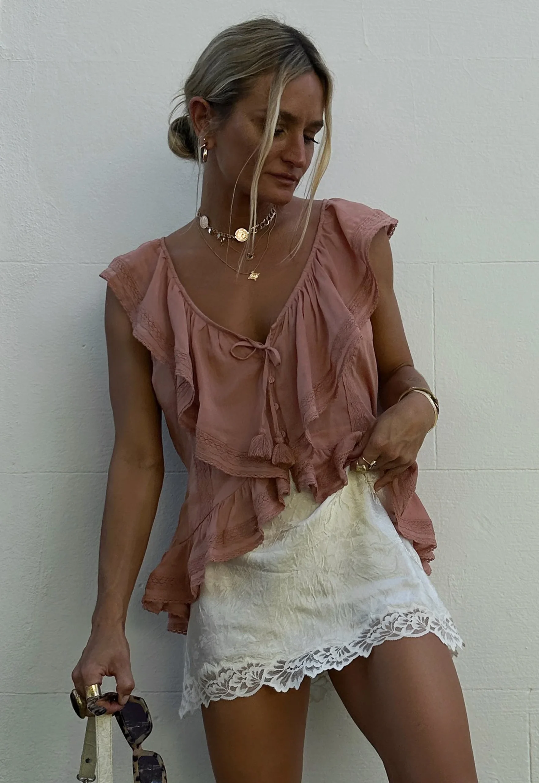 Dubois Bias Mini Skirt | Pearl - Image 7