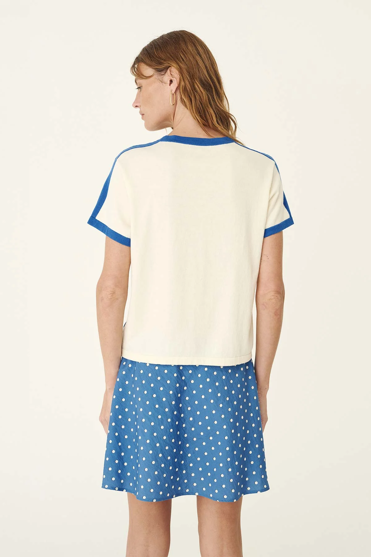 Rania Contrast Knit Tee | Cornflower - Image 4