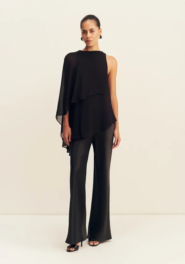 Amina Asymmetrical Tiered Top Black 1