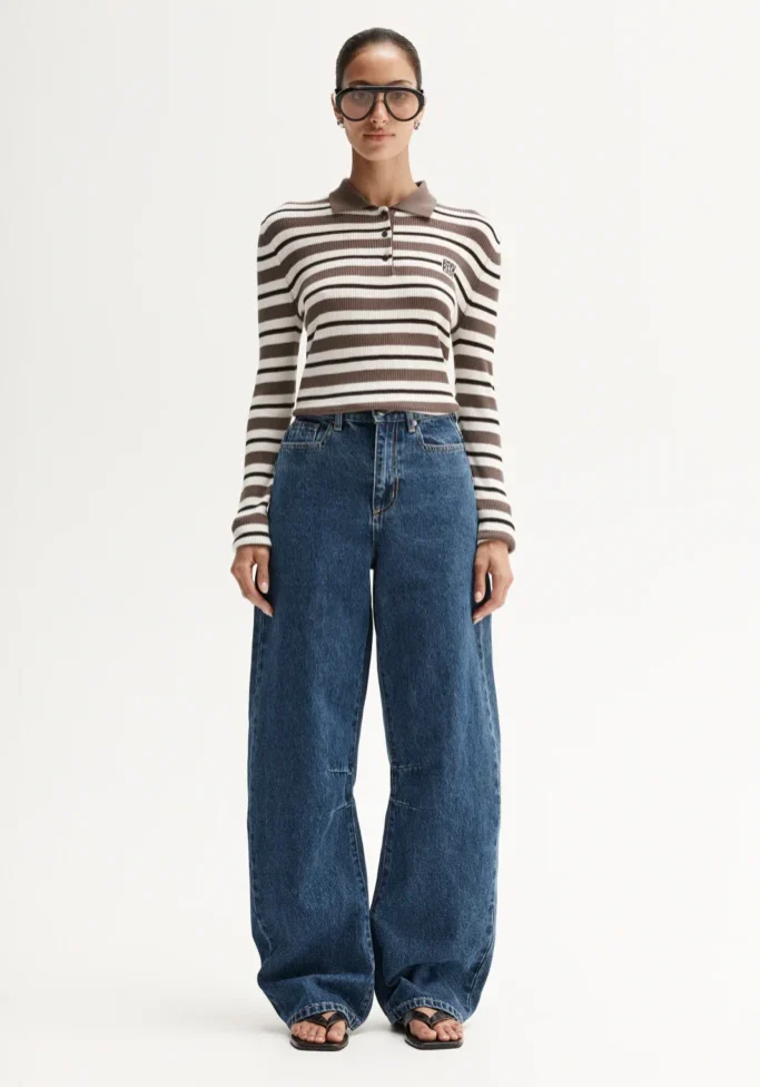 Ana Knit Polo Chocolate Multi Stripe 1