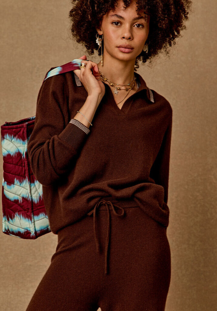 Coco Luna Cashmere Knit Top Chocolate 1