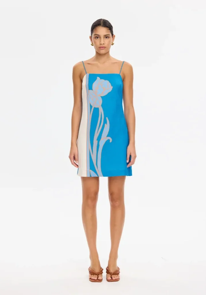 Fleur Mini Dress Blue Ivory 1