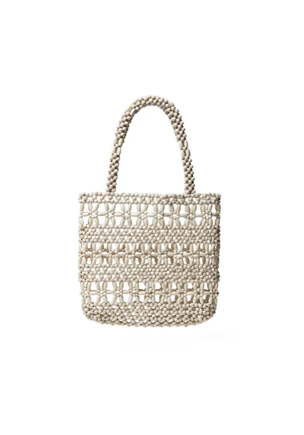 Flower Beaded Bag Cream 1