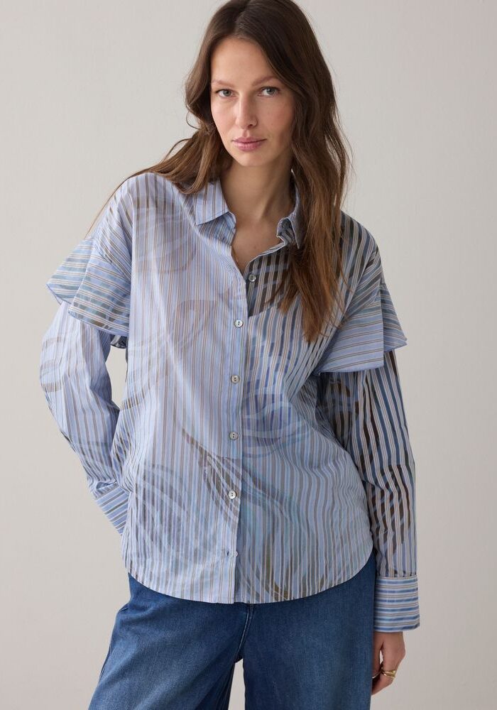 Flowers and Stripes Blouse Blue 2