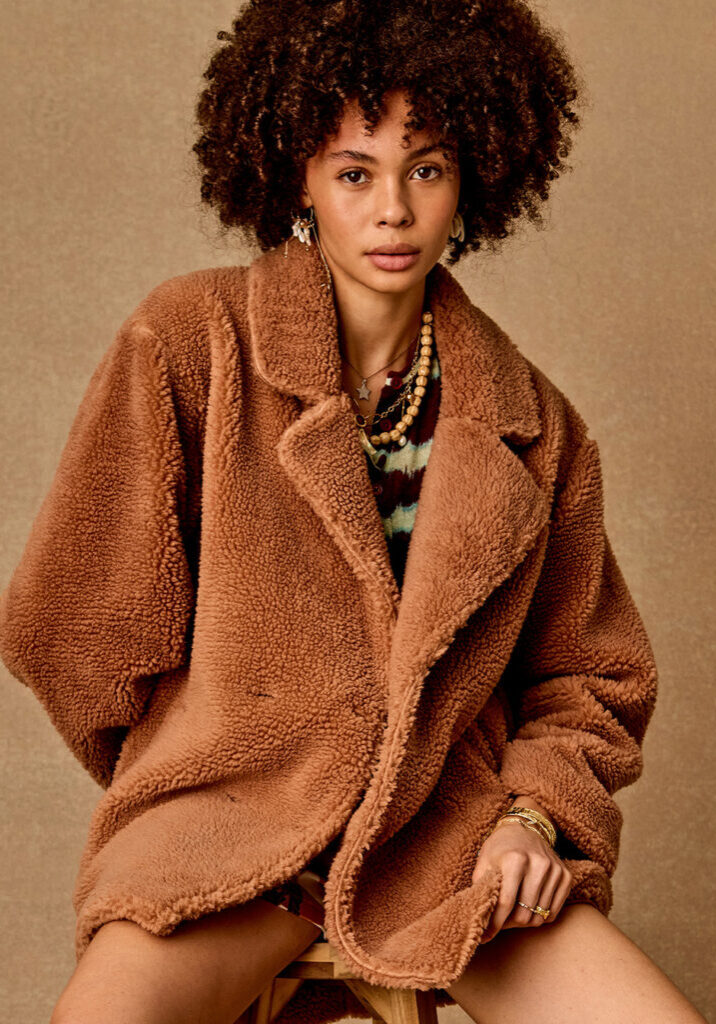 Gracie Teddy Coat Chai 1