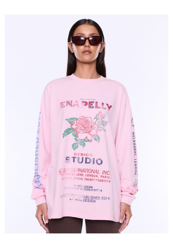 Hailey Long Sleeve Cuffed Tee Blush Pink 1