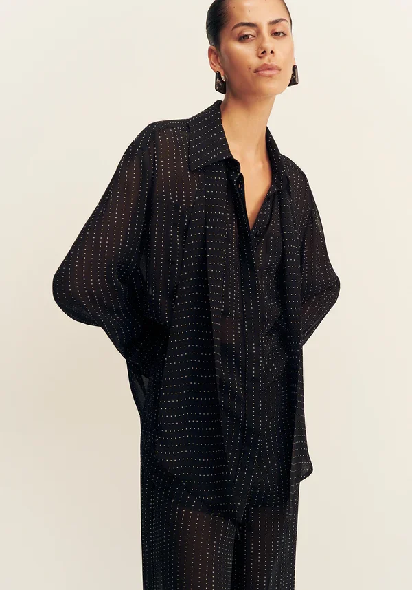 Irving Polka Dot Sheer Shirt Black 2