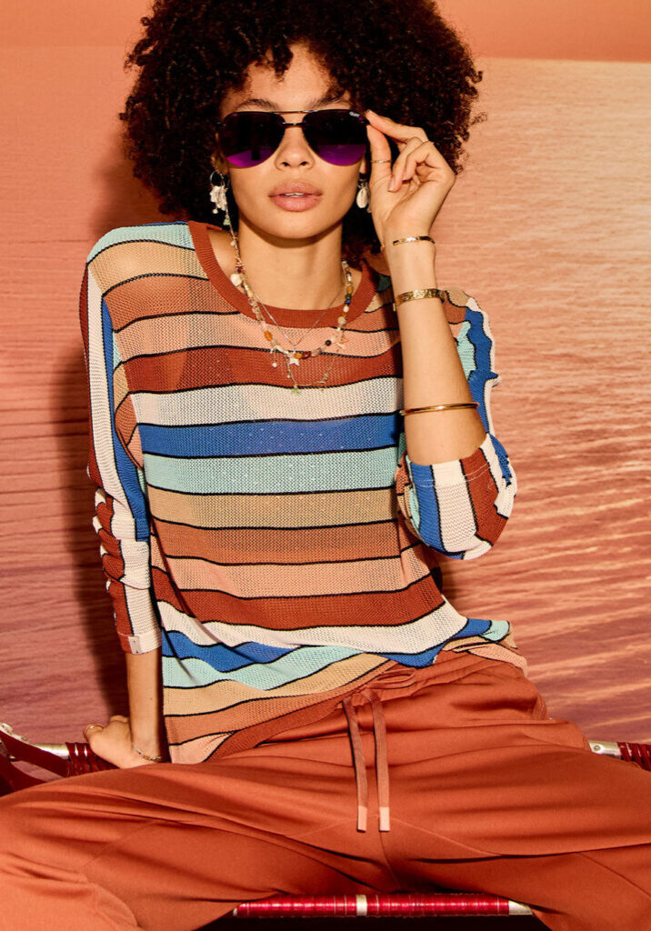 Iza Milla Long Sleeve Knit Top Stripe 1