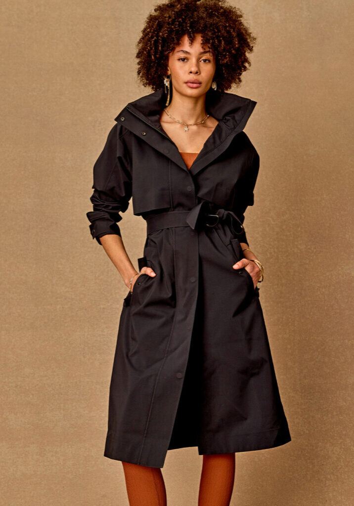 James Hooded Trench Coat Black 1
