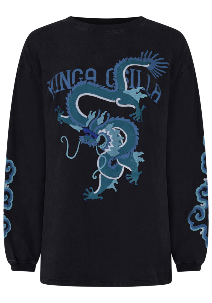 Kinga Csilla - Dragon black tee - Stone-washed black