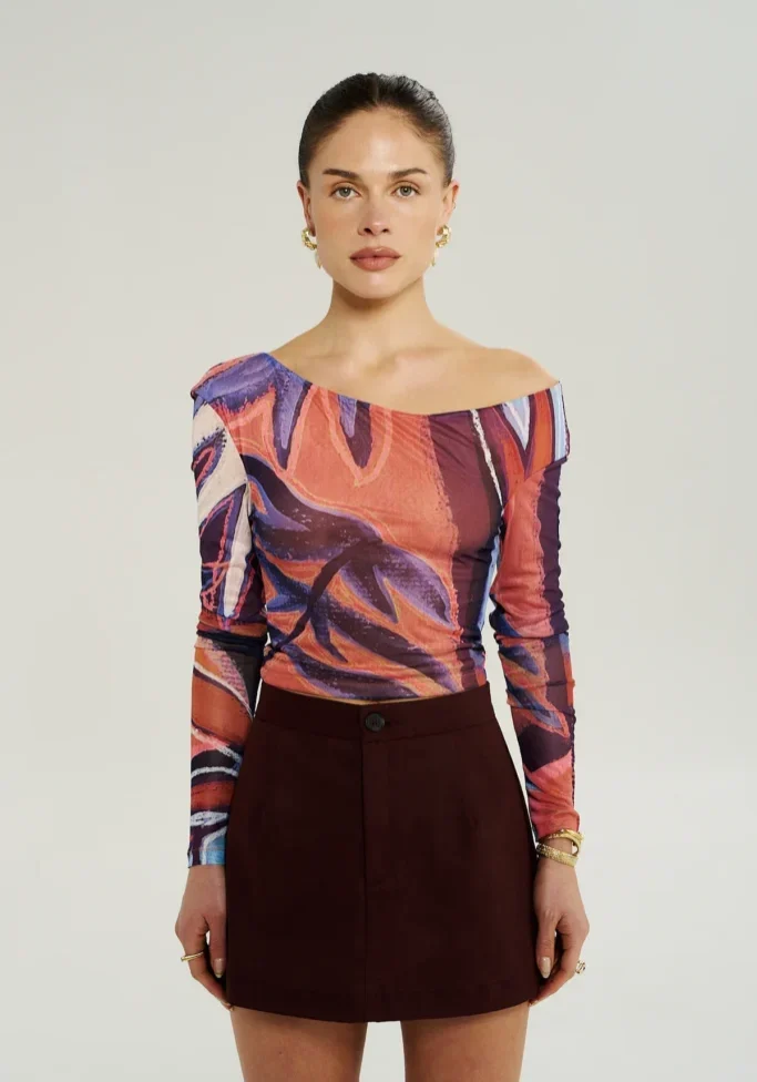 LS Off Shoulder Top Bordeaux 1
