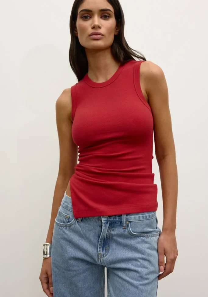 Lana Rouched Tank Red 2