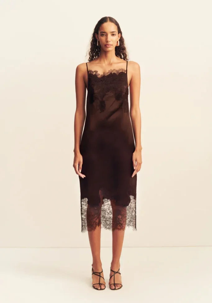 Lucia Lace Midi Dress Espresso 1