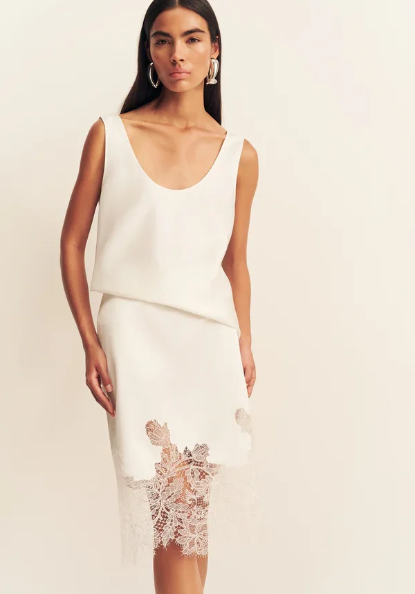 Lucia Lace Midi Skirt Ivory 2