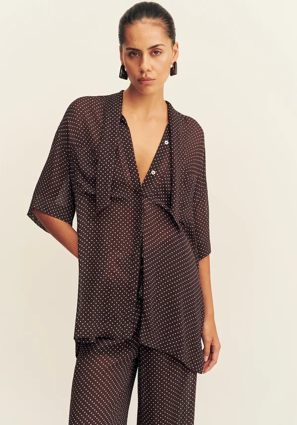 Maddox Short Sleeve Neck Tie Shirt Ristretto 2