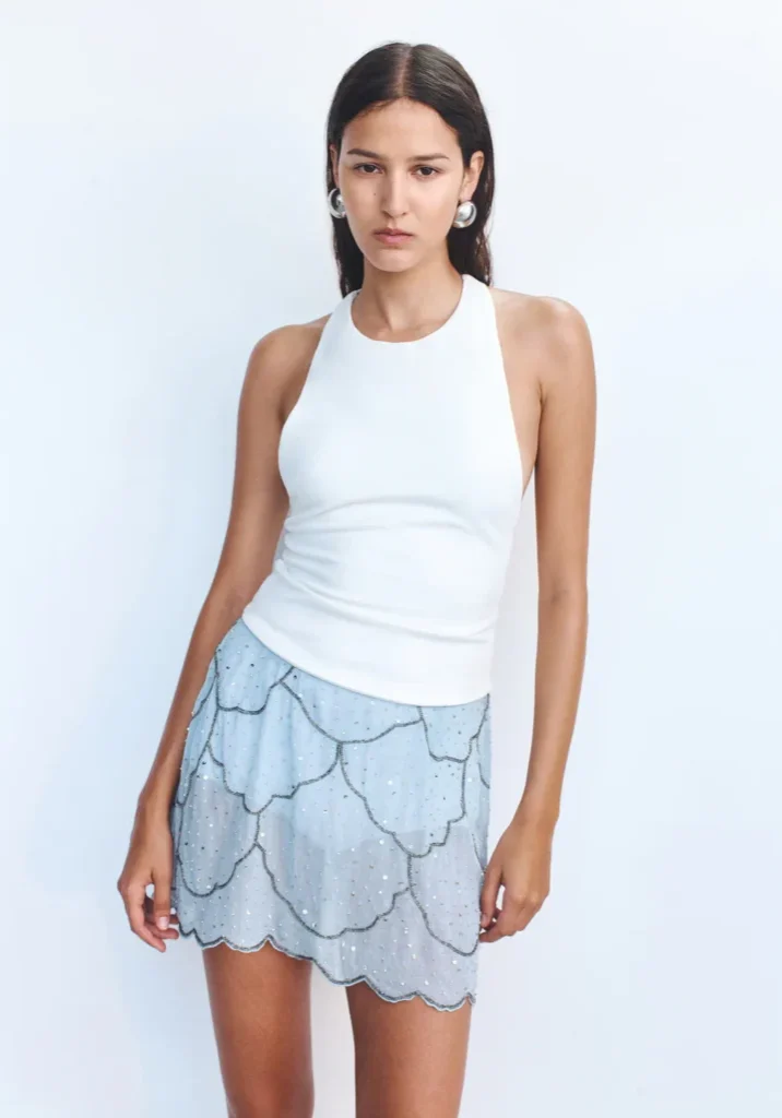 Marais Beaded Mini Skirt Cornflower 2