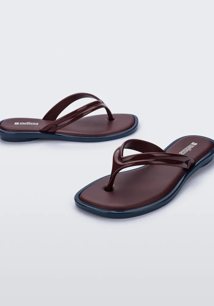 Melissa Wave Flip Flop Blue Burgundy 2