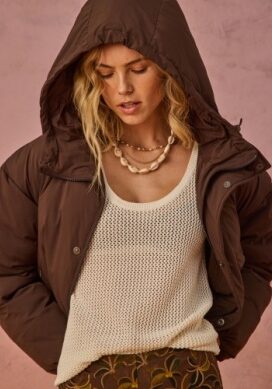 Mercer Hooded Puffer Jacket Cocoa 1