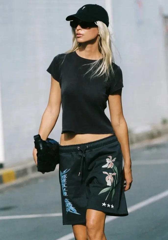 Metallic Boy Track Short Washed Black 1