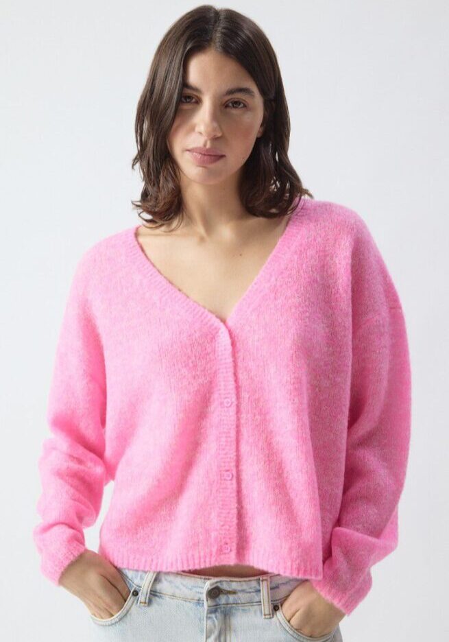 Nuggy Cardigan Fluro Pink 1