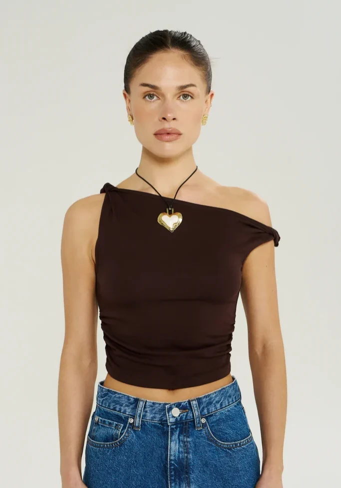 Off Shoulder Twist Top Chocolat 1
