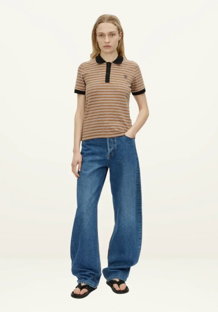 Platinum Short Sleeve Polo Tan Stripe