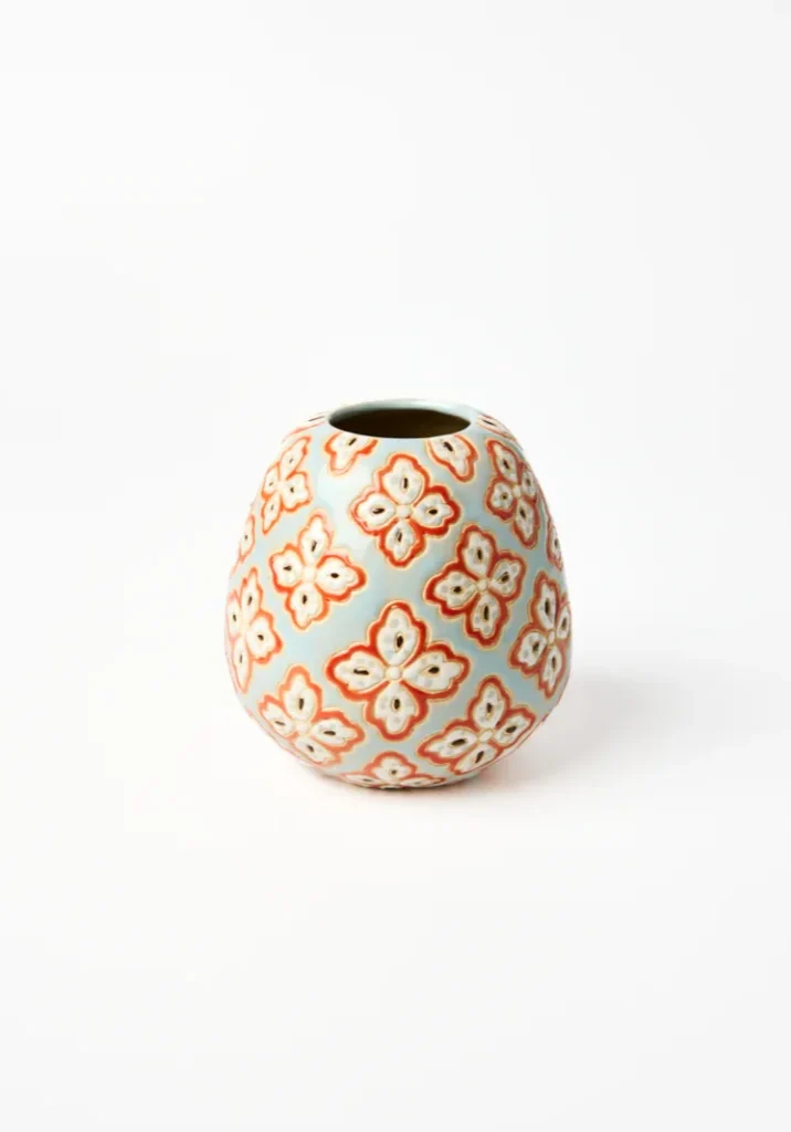 Pollen Vase Blue Paisley 1
