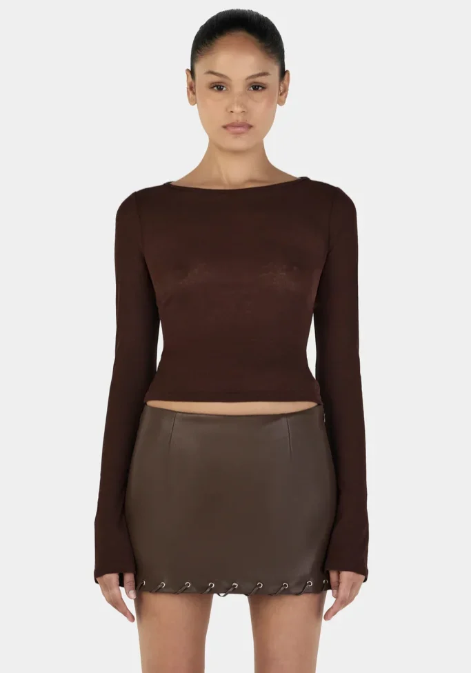 Sade Long Sleeve Top Chocolate 1