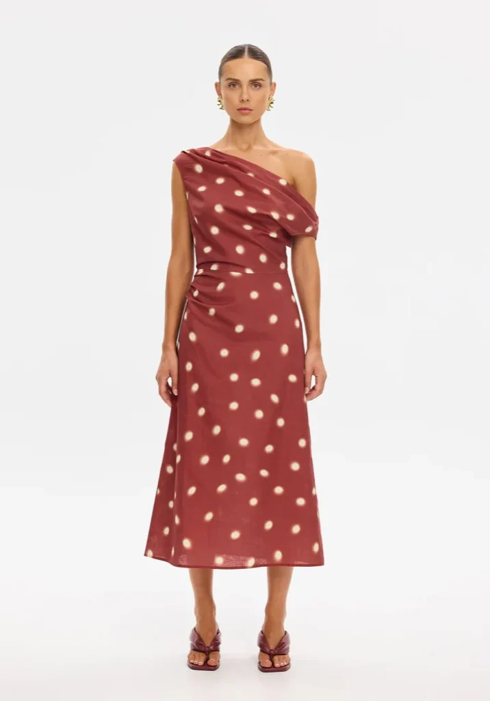 Saro Midi Dress Brick 1