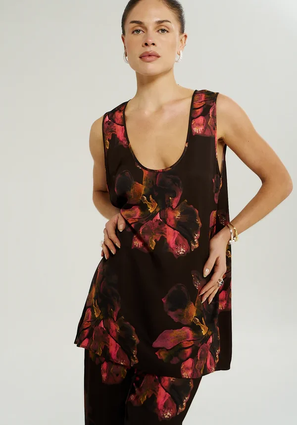 Scoop Neck Tank Chocolat Petals 4